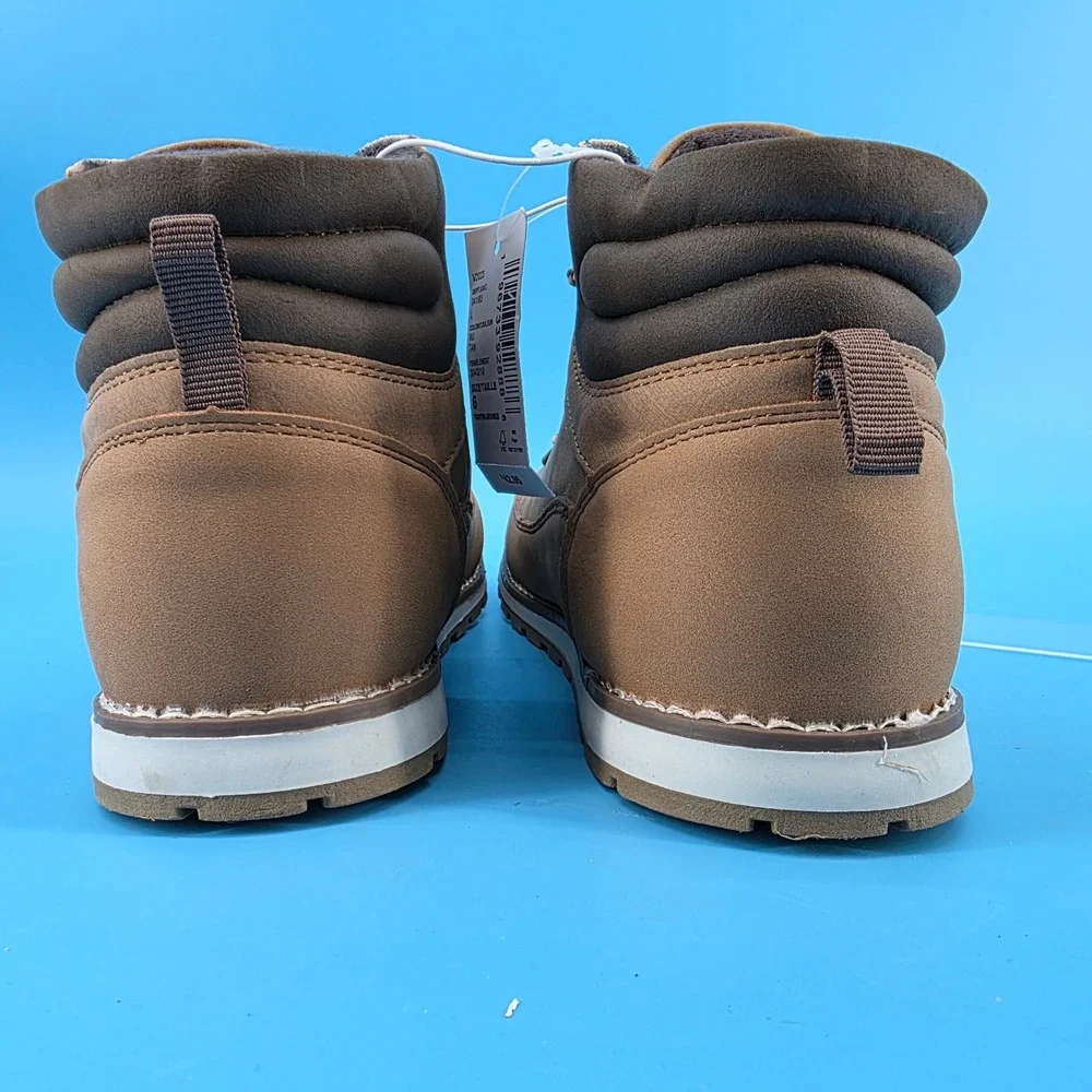 The Childrens Place Youth Tan Hiking Boots Size 6 Lace Up Faux Leather 3043219